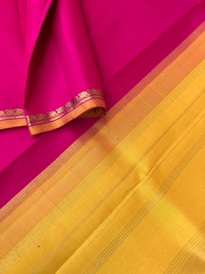 Shree - Stunning Small Border Kanchivarams - the most gorgeous pink and yellow with smaller paisley woven borders