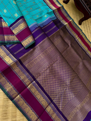 Connection Made By Korvai - stunning teal blue on blue saree with all vintage elements