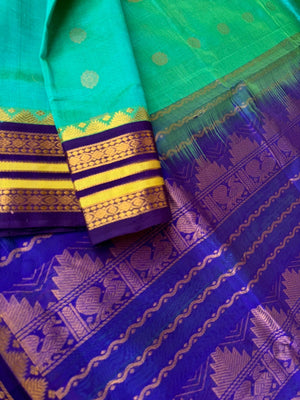 Korvai Silk Cotton - aqua green blue