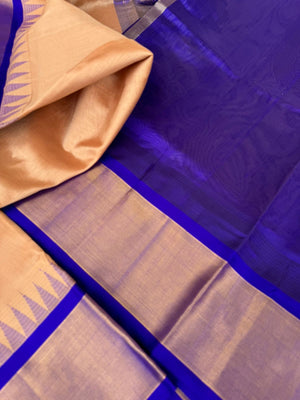 Korvai Silk Cotton - sandalwood and ms blue korvai