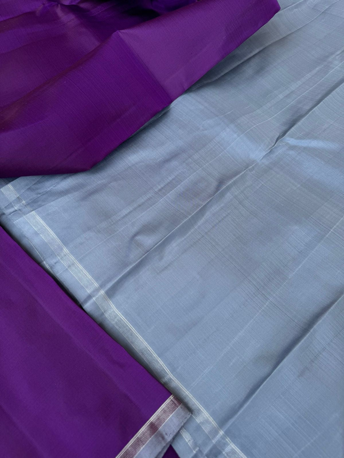 Bliss of Kanchivaram - stunning deep purple and silver grey