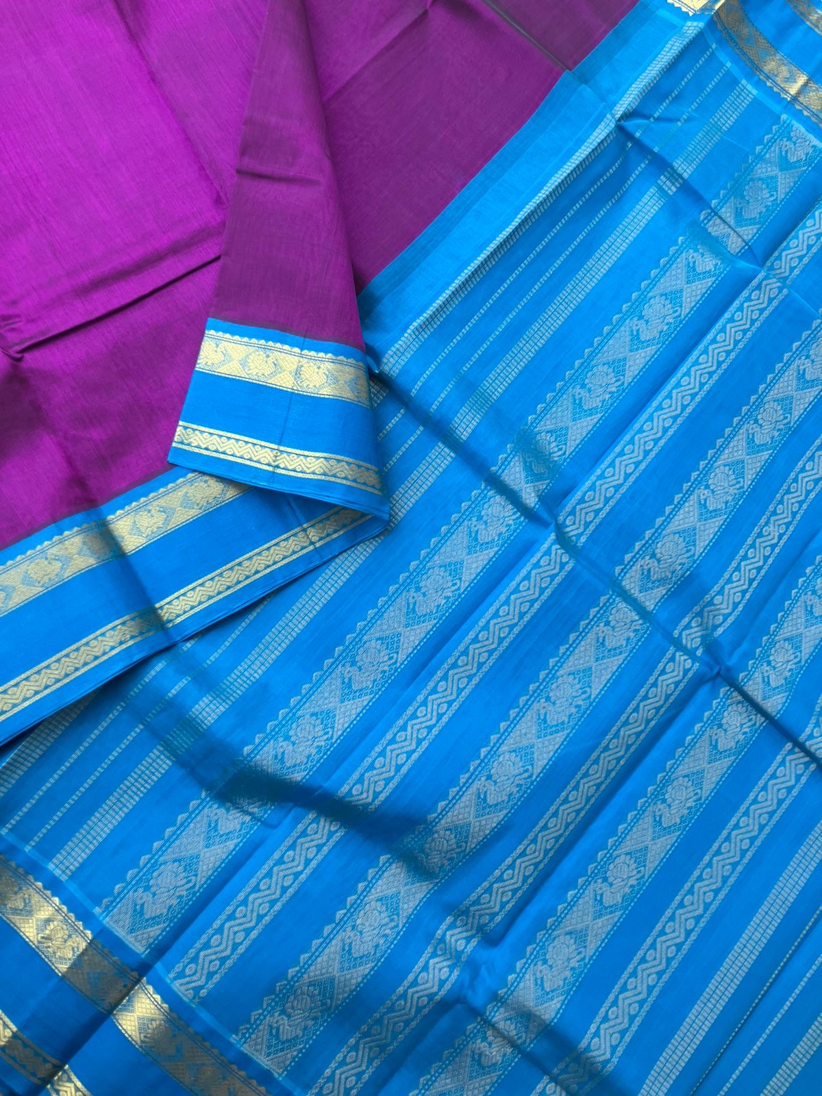 Korvai Silk Cotton - purple and blue