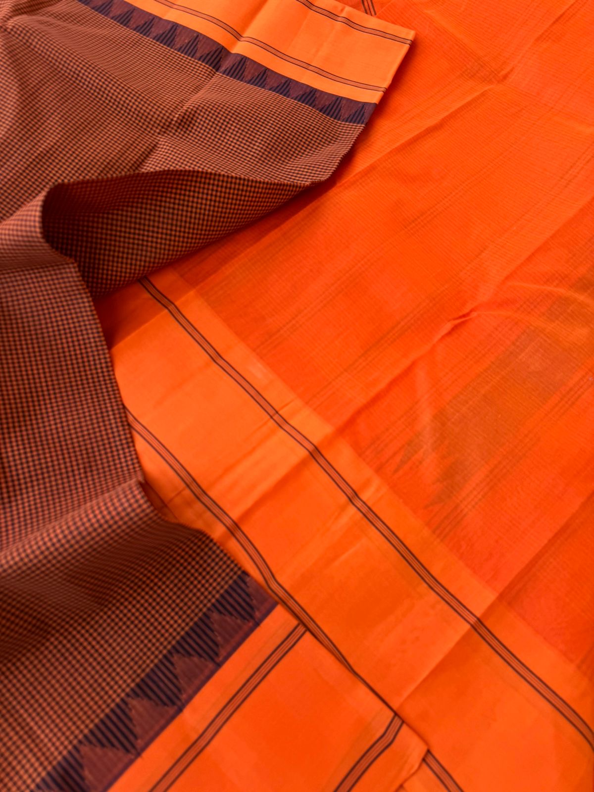 Signature Korvai Silk Cottons - rusty brick and orange