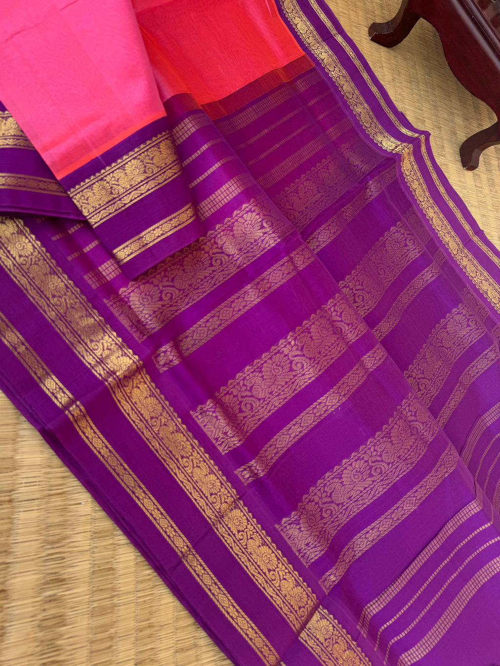 Korvai Silk Cotton - rose pink and violet