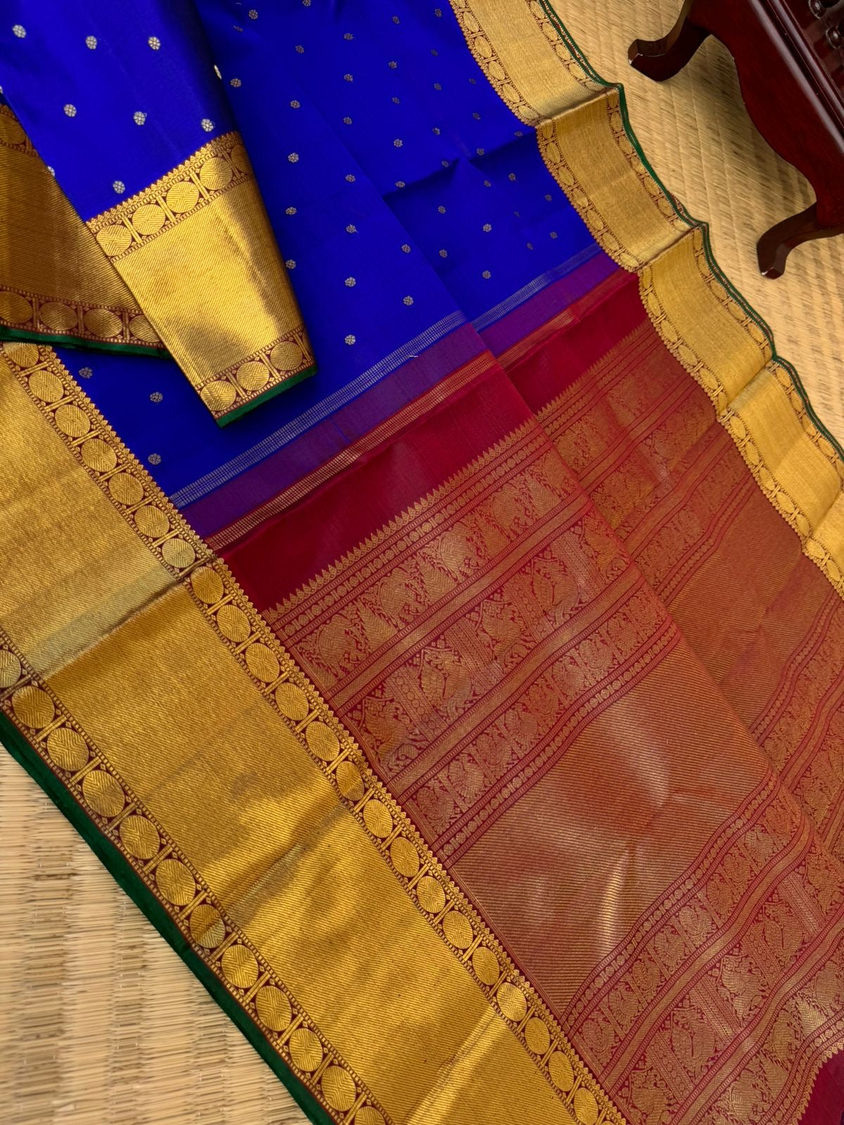 Meenakshi - Kanchivaram for Every Occasion - deep ms blue and maroon