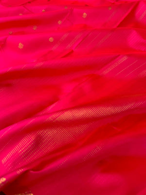 Shree - Stunning Small Border Kanchivarams - stunning hot pink