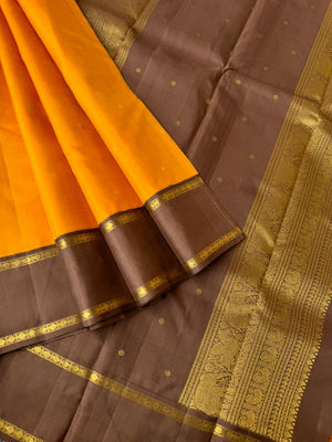 Album Untouched - stunning mustard and beige korvai woven borders with stunning pallu