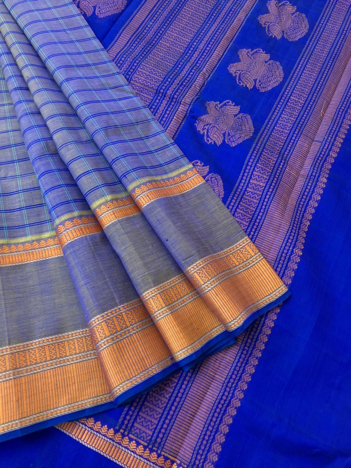 Woven Motifs Silk Cotton - gorgeous English blue