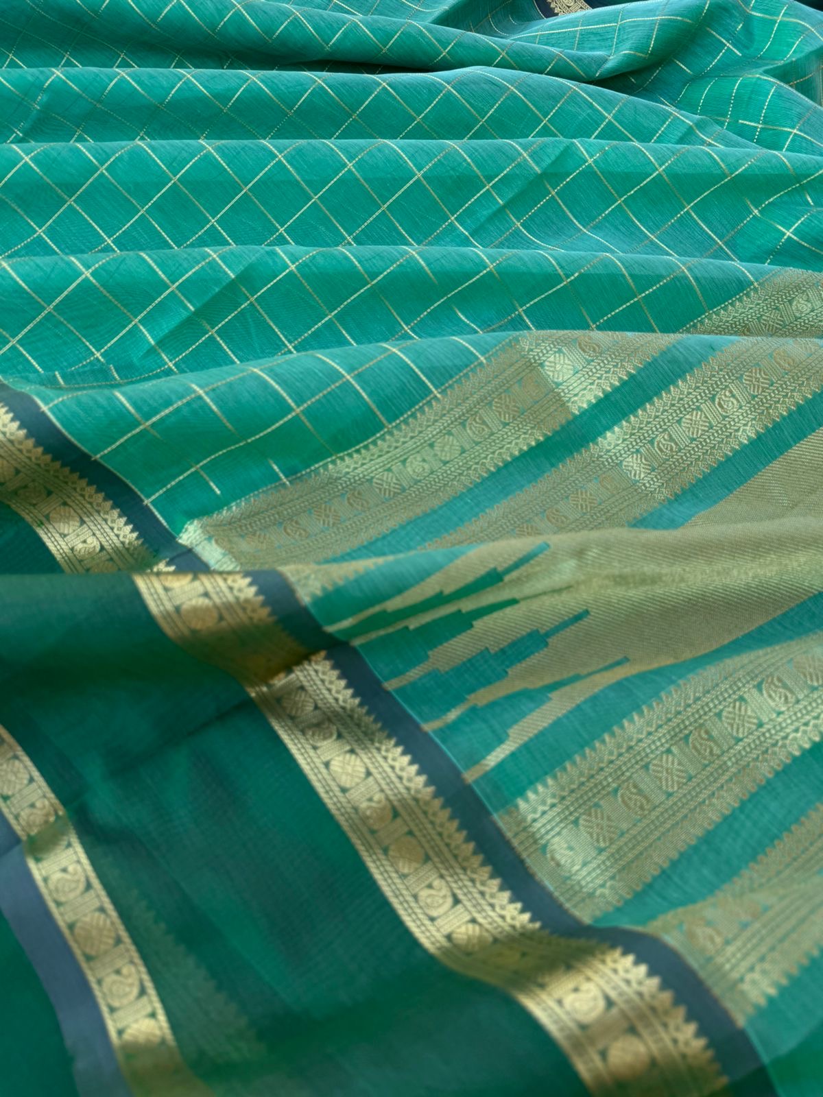 Zari Kissed Silk Cotton - something unusual mint muthukattam