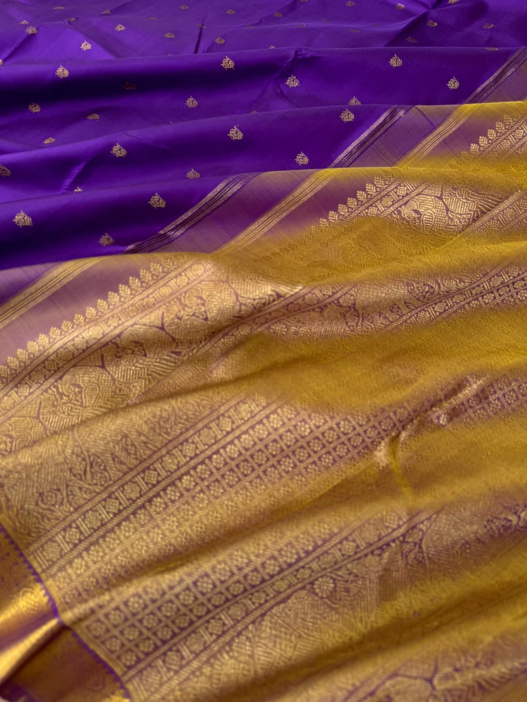 Shree - Stunning Small Border Kanchivarams - gorgeous violet and english tone