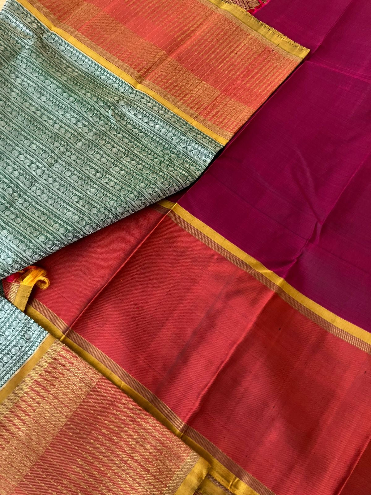 Myth of Kanchivaram - Lot of people Think Tall border Kanchivaram makes them look short but definitely not , saree won’t alter the height, it will give a absolutely different and unique look when it is draped for all people.