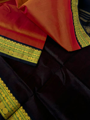 Korvai Silk Cotton - burnt rust honey and black