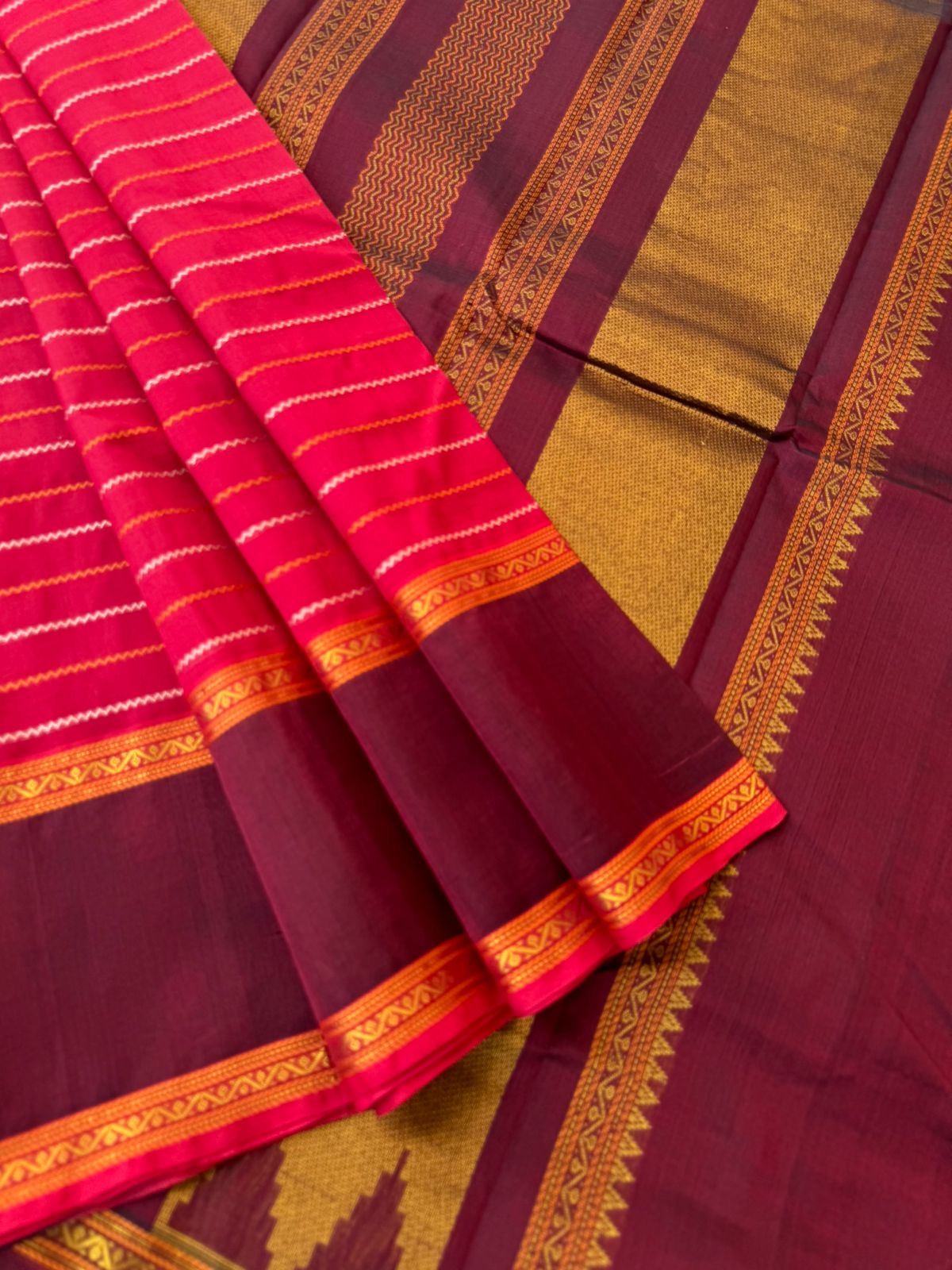 Woven Motifs Silk Cotton - deep red maroon veldhari