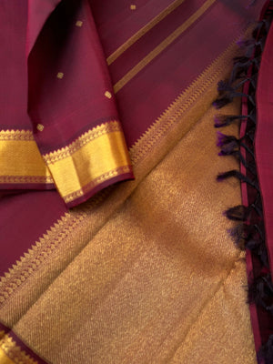 Swarnam - Stunning Solid Border Kanchivarams - the deep dark maroon and gold is absolutely super gorgeous traditional