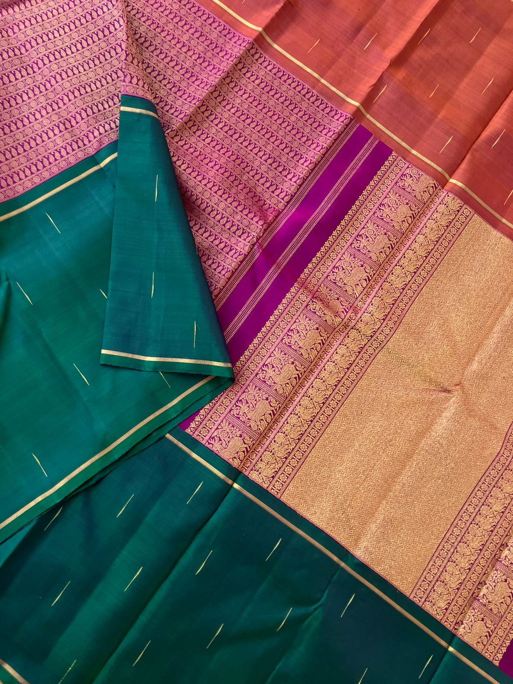 Myth of Kanchivaram - Lot of people Think Tall border Kanchivaram makes them look short but definitely not , saree won’t alter the height, it will give a absolutely different and unique look when it is draped for all people.