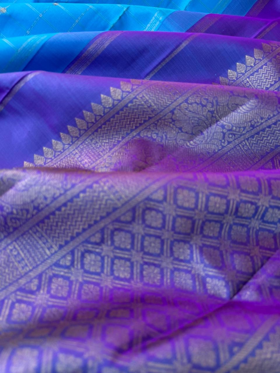 Album Untouched - beautiful blue and lavender for people who love small borders l, with muthu kattam woven body.