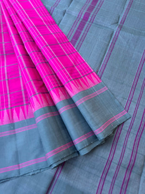 Signature Korvai Silk Cottons - rose pink and grey