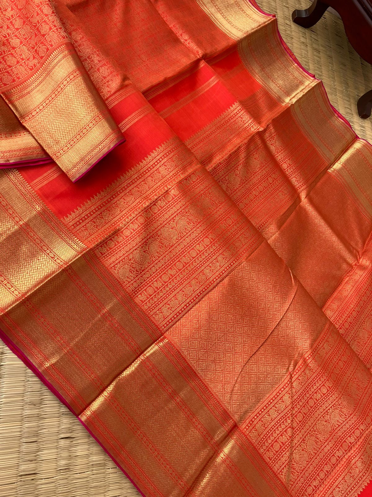 Seetha Kalayanam - The best of bridal Kanchivaram - orange and gold 20,000 woven buttas the gorgeous grandest saree