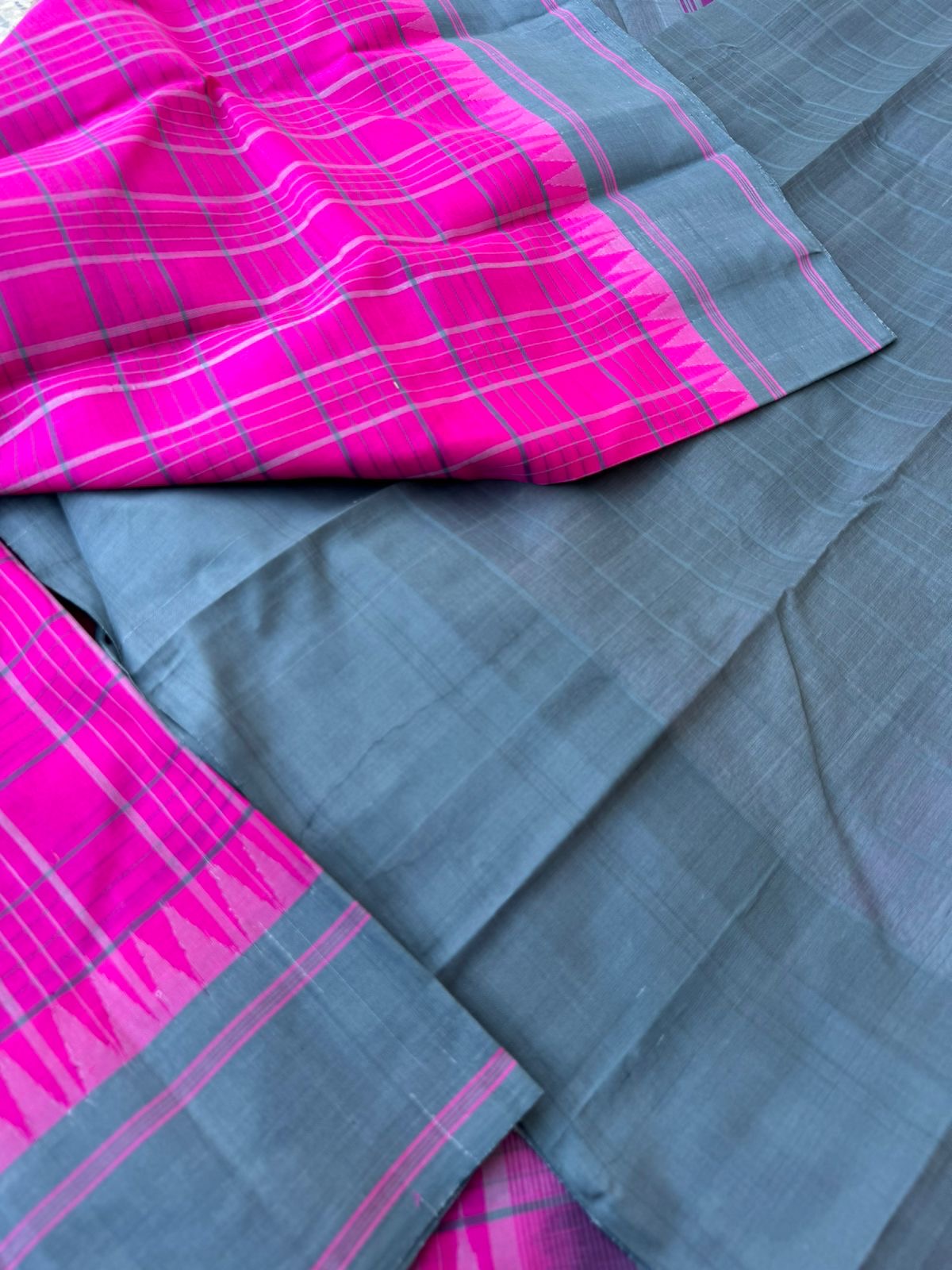 Signature Korvai Silk Cottons - rose pink and grey