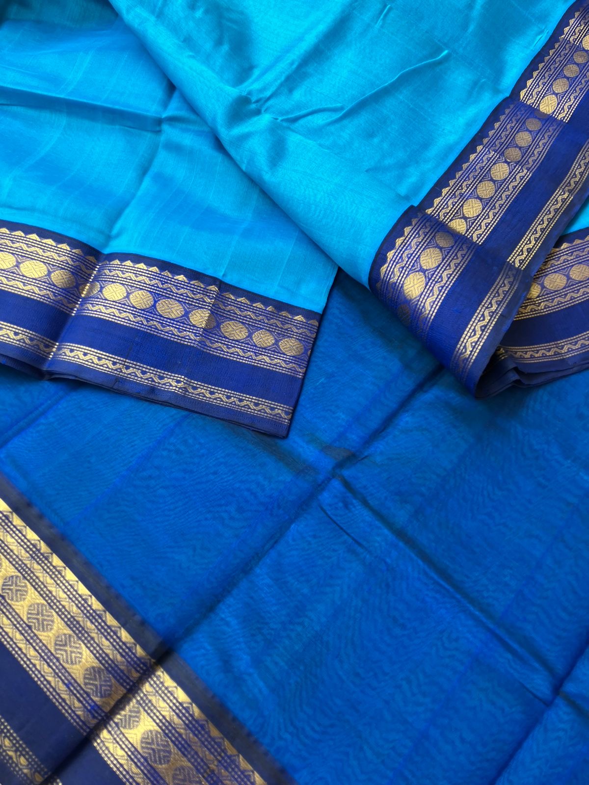 Korvai Silk Cotton - blue on blue