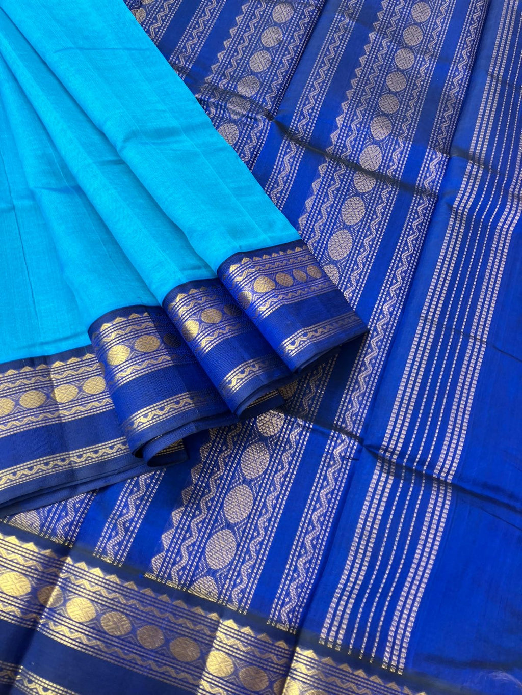 Korvai Silk Cotton - blue on blue