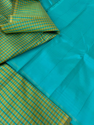 Kattams on Kanchivaram - pale green and teal podi kattam