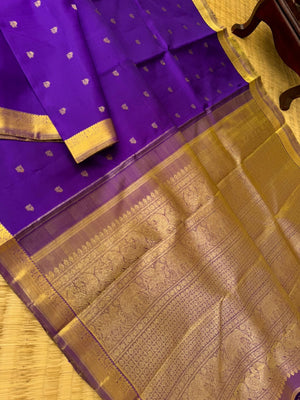 Shree - Stunning Small Border Kanchivarams - gorgeous violet and english tone