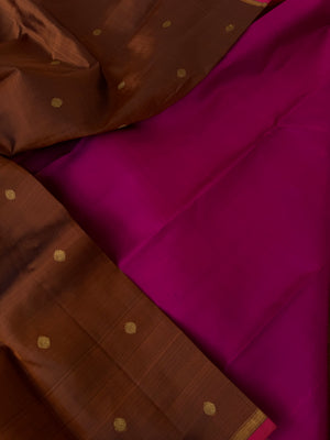 Bliss of Kanchivaram - caramel brown and pink  with woven buttas