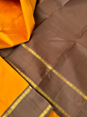 Album Untouched - stunning mustard and beige korvai woven borders with stunning pallu