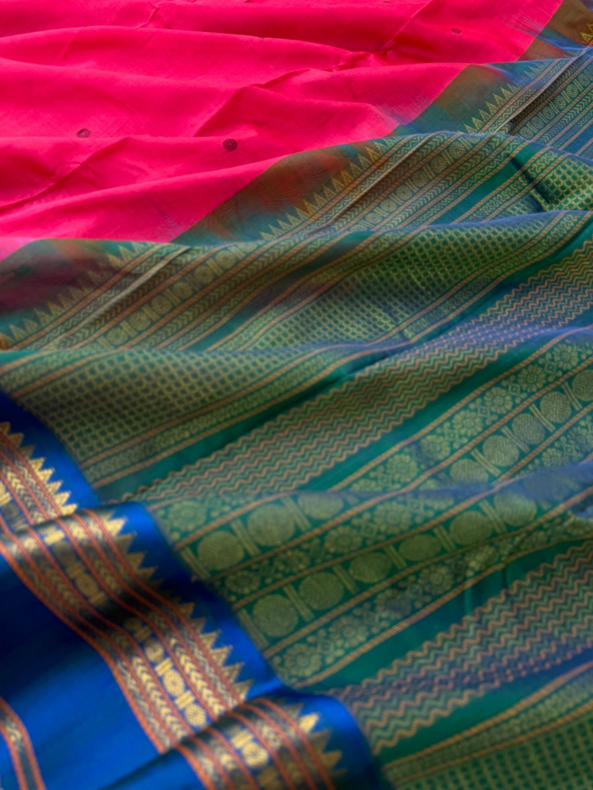 Divyam - Korvai Silk Cotton with Pure Silk Woven Borders -