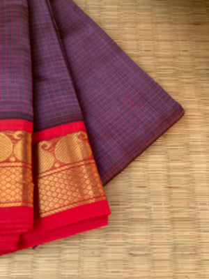 Kattams on Korvai Silk Cottons - deep dark mixed of unusual tone podi kattam