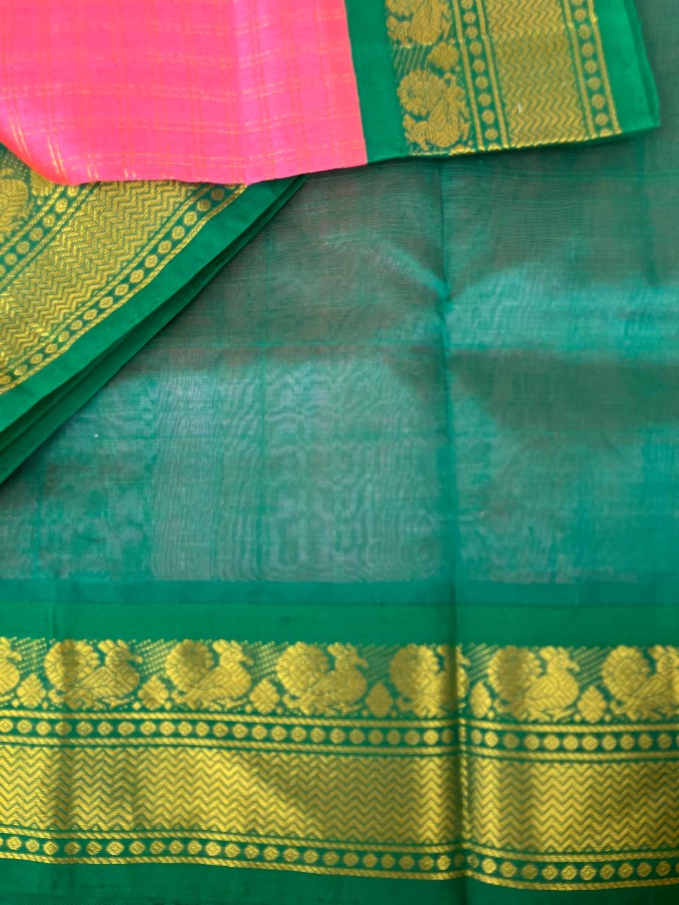 Korvai Silk Cotton - pink and teal