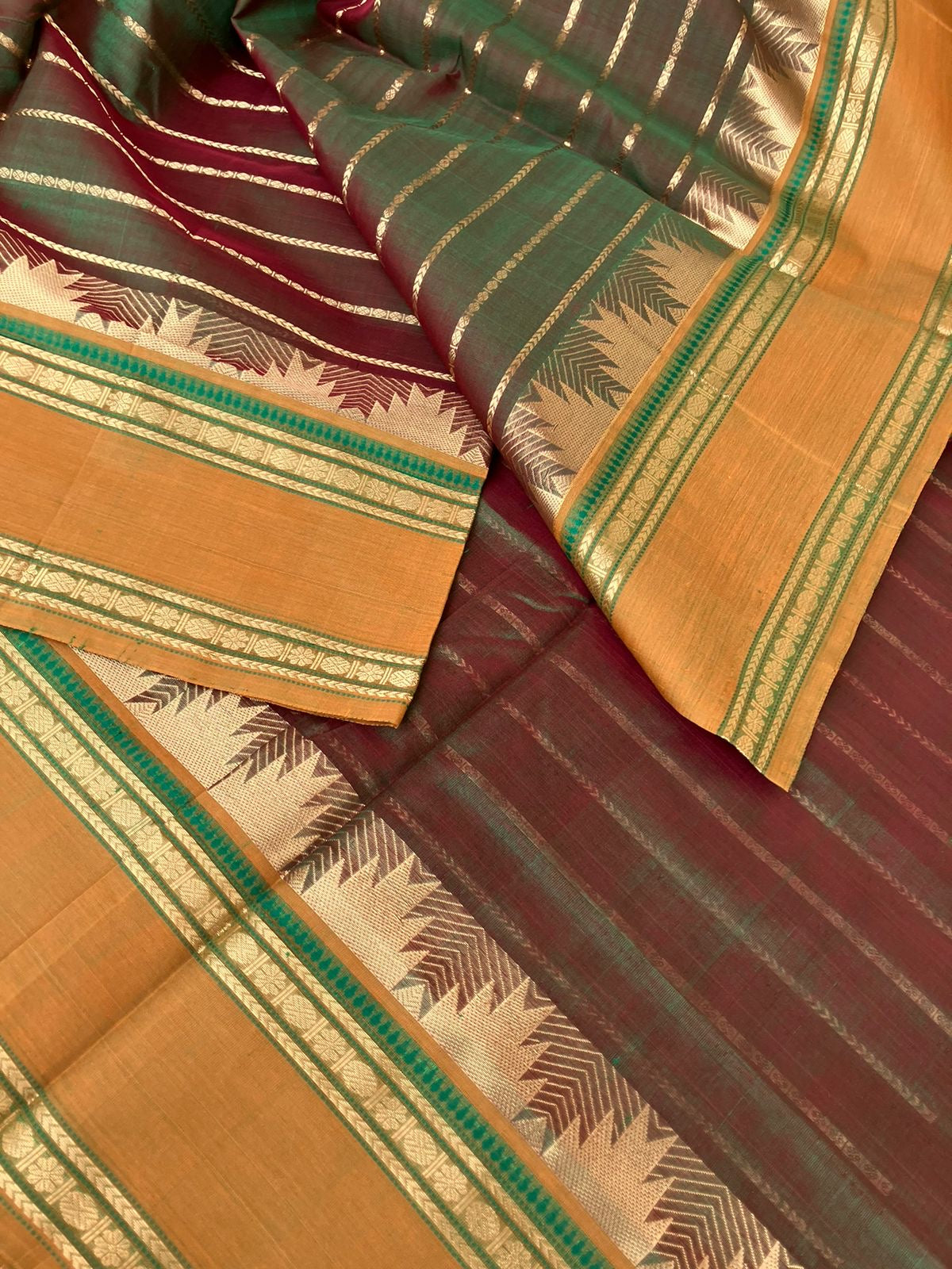 Zari Kissed Silk Cotton - maanthulir tone veldhari