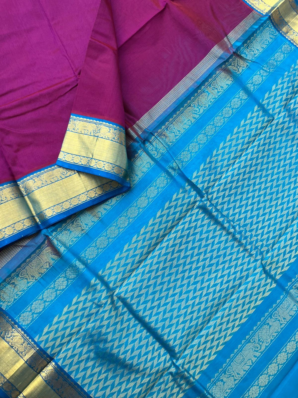 Korvai Silk Cotton - purple and blue