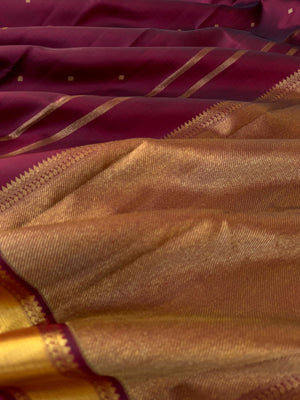 Swarnam - Stunning Solid Border Kanchivarams - the deep dark maroon and gold is absolutely super gorgeous traditional