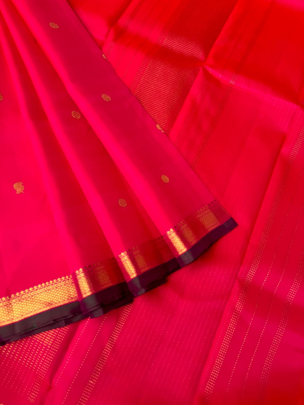 Shree - Stunning Small Border Kanchivarams - stunning hot pink