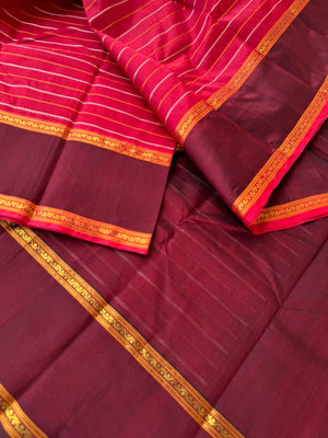 Woven Motifs Silk Cotton - deep red maroon veldhari