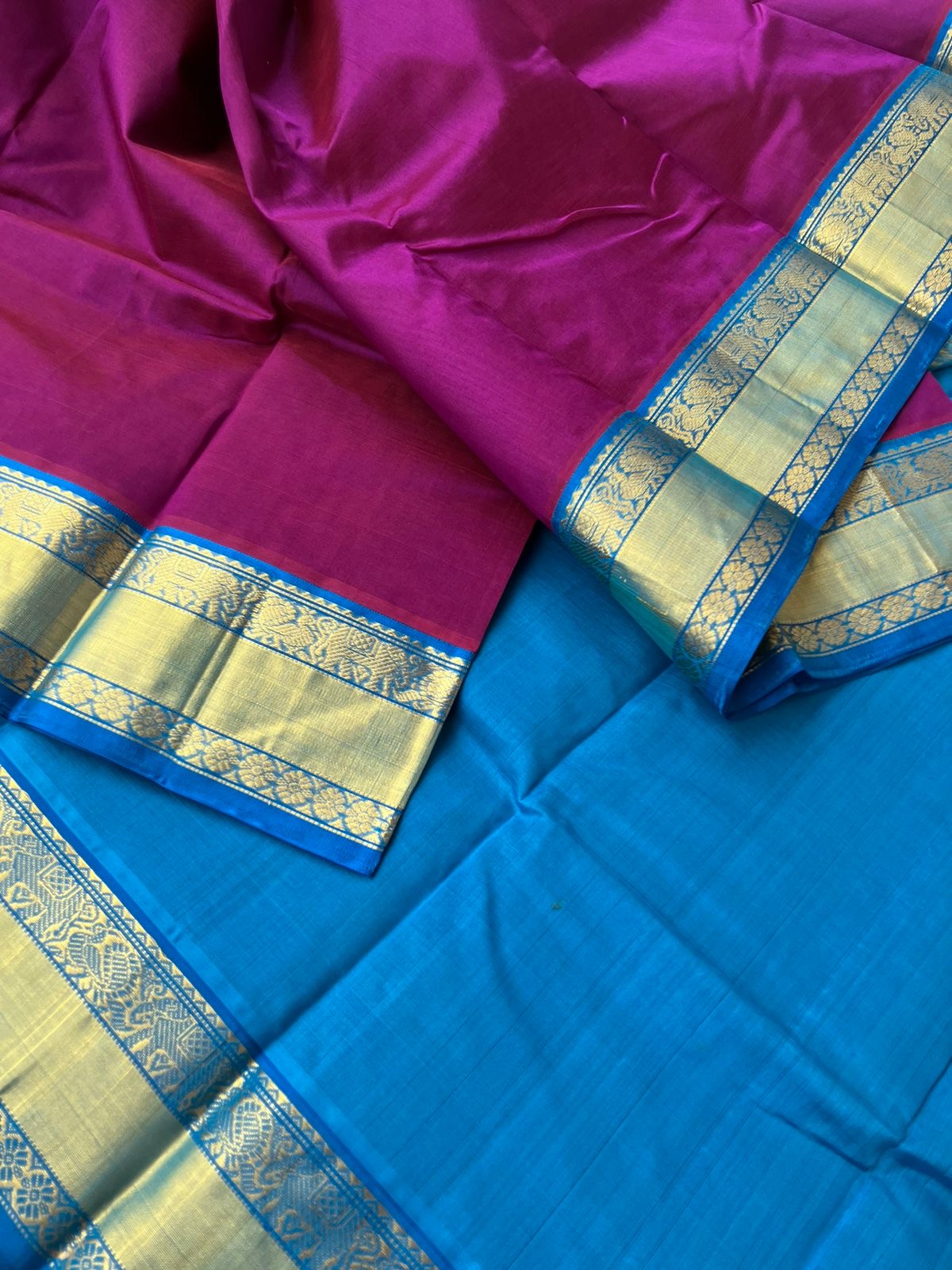 Korvai Silk Cotton - purple and blue