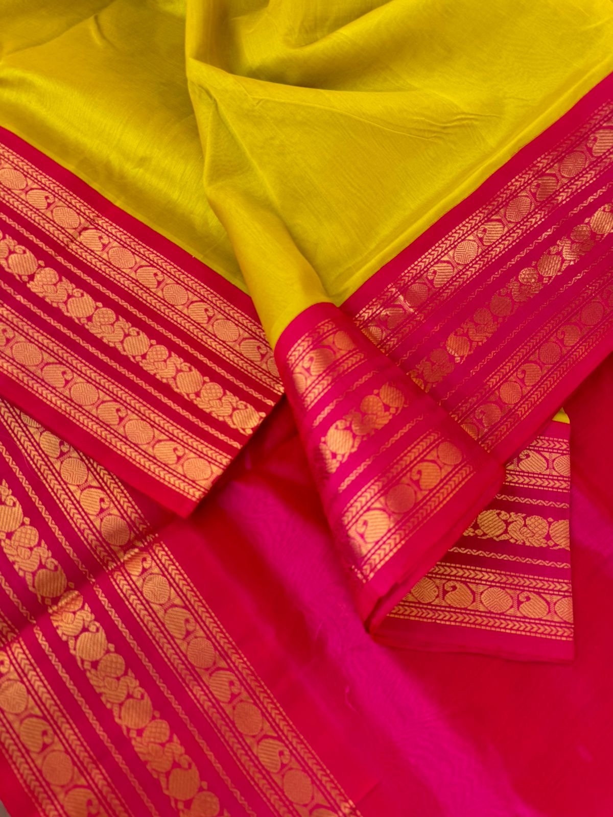 Korvai Silk Cotton - sampanga yellow and pink