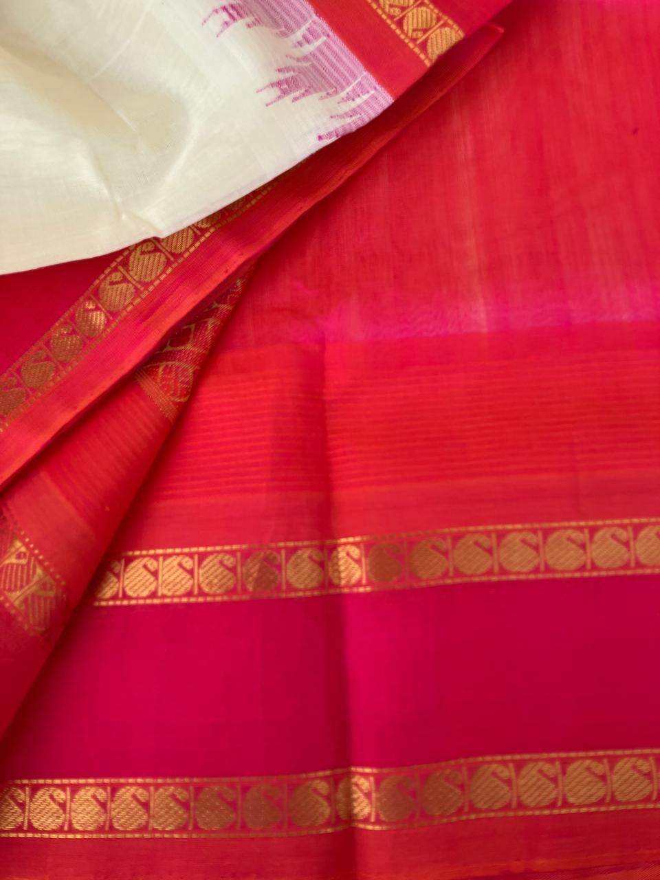 Korvai Silk Cotton - off white and pink