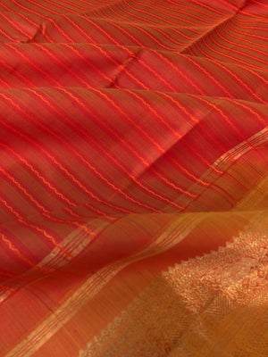 Varam - Kanchivarams Inspired from our Grandmother’s Trunk - stunning rusty orange/red veldhari for people who love small borders