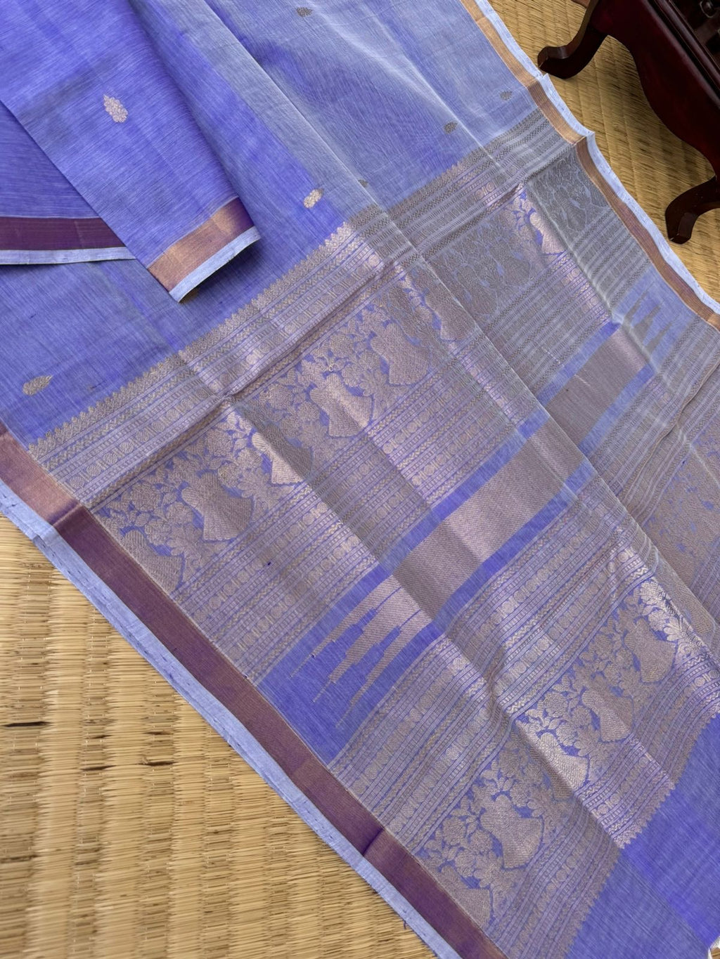 Zari Kissed Silk Cotton - power blue