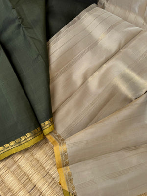 Album Untouched - deep dark army green and dusky ivory with smallest aadai woven borders