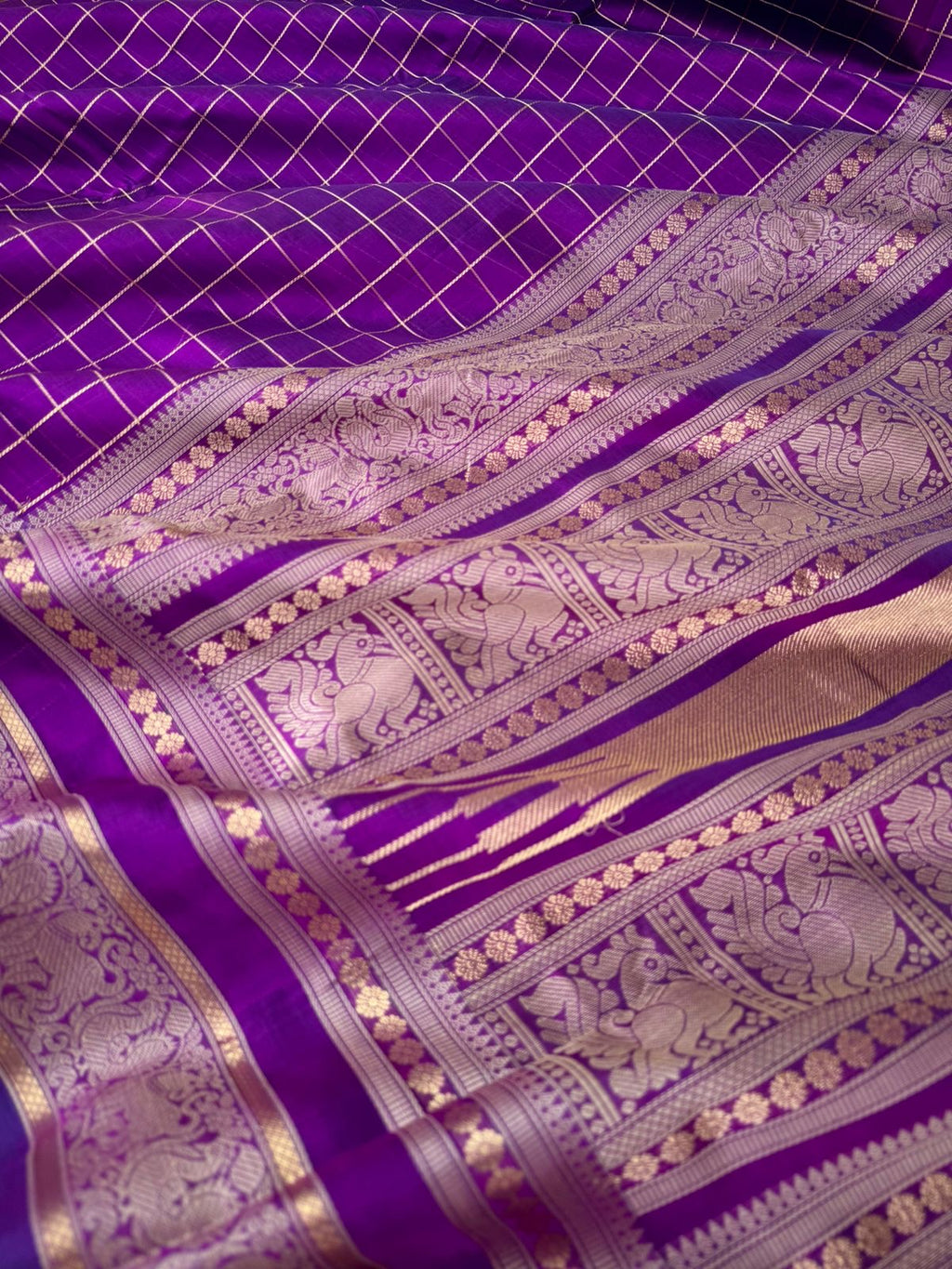 Zari Kissed Silk Cotton - stunning vada malli purple muthu kattam