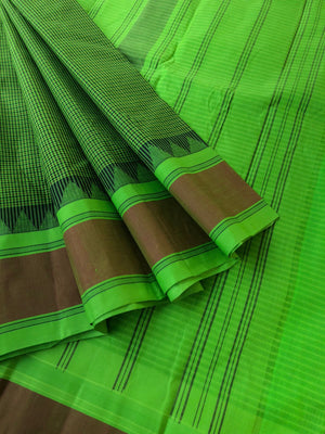 Signature Korvai Silk Cottons -green and green kasa kasa kattam