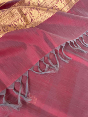 Zari Kissed Silk Cotton - burgundy and dual tone