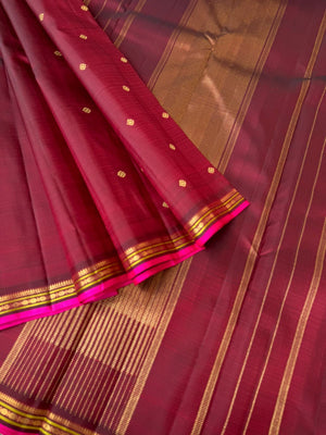 Shree - Stunning Small Border Kanchivarams - burgundy maroon and small borders