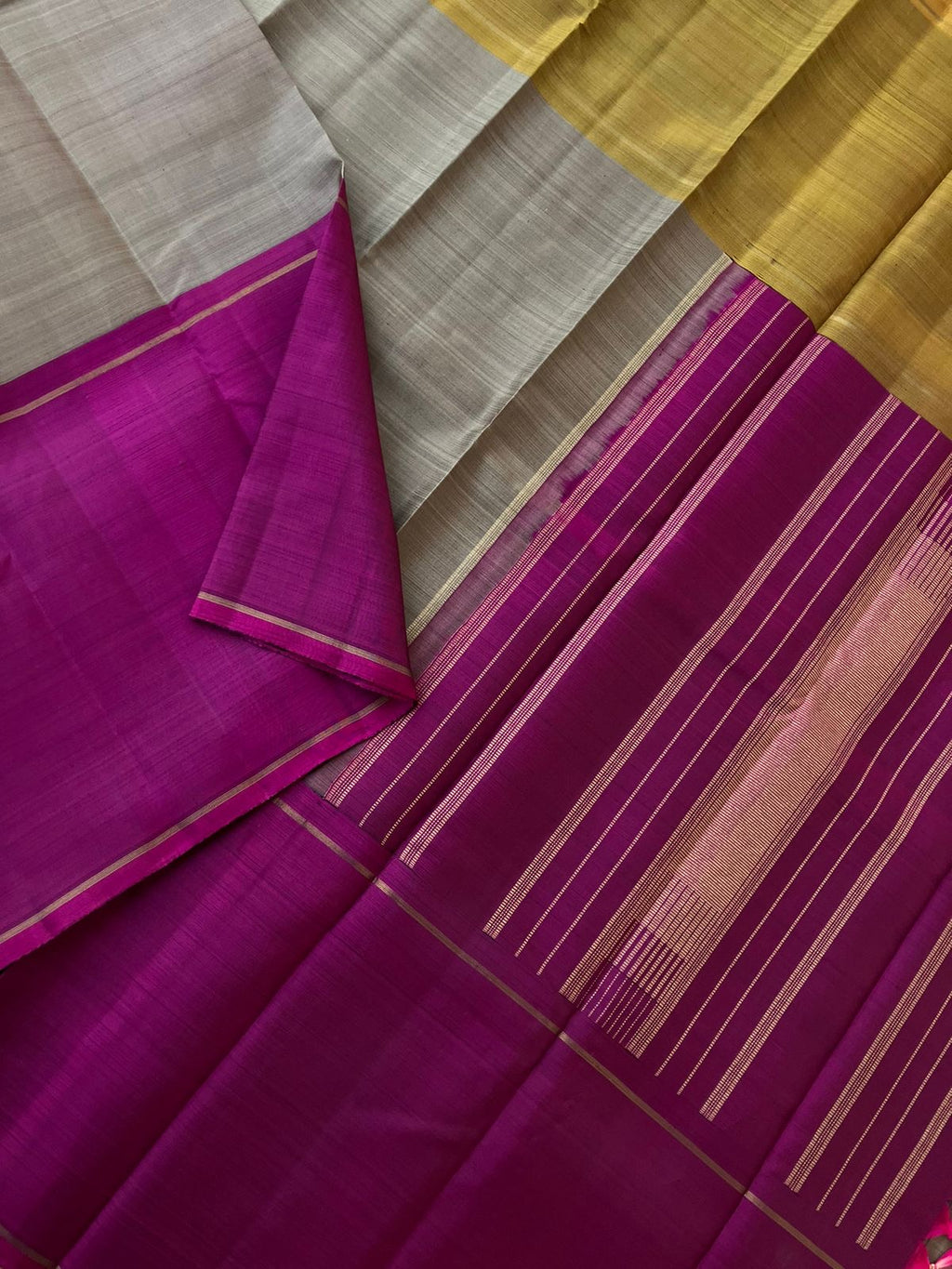 Myth of Kanchivaram - Lot of people Think Tall border Kanchivaram makes them look short but definitely not , saree won’t alter the height, it will give a absolutely different and unique look when it is draped for all people.