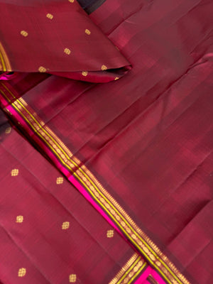 Shree - Stunning Small Border Kanchivarams - burgundy maroon and small borders