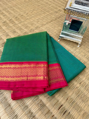 Korvai Silk Cottons - teal and pink podi kattam